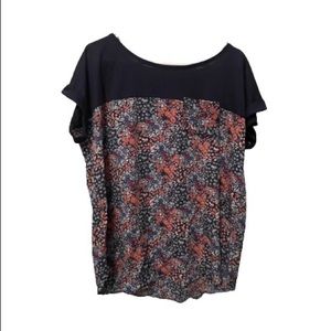 Navy/floral blouse